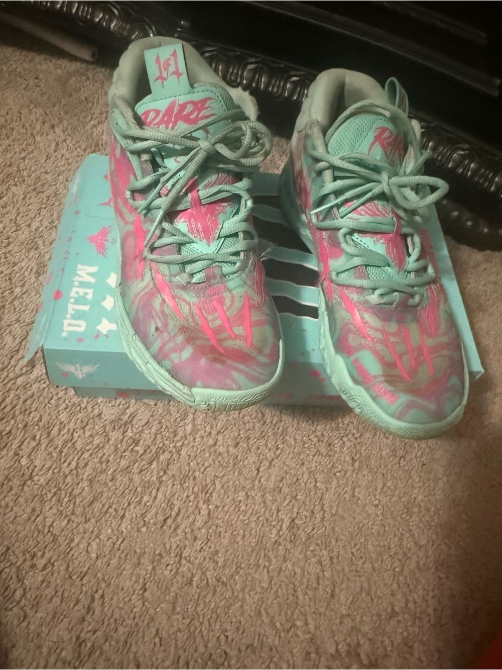 Puma Kids Mint Green and Pink Lace-Up Sneakers